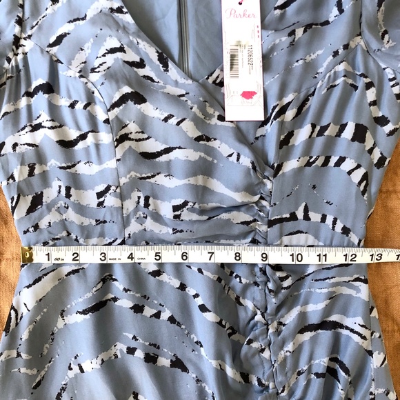 NWT Parker Soliana Silk Blend Mini Dress in Arctic Tiger Blue - Size 0 - Picture 14 of 15